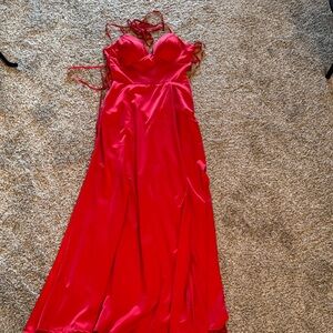 Elegant Red Backless Dress